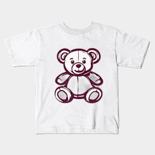 Maroon Glossy Bear Illustration No. 616 Kids T-Shirt